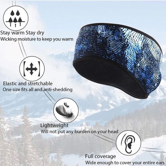 Winter Fleece Headbands for Men Women Stretchy Ear Warm Workout Sweatbands US - Picture 7 of 7